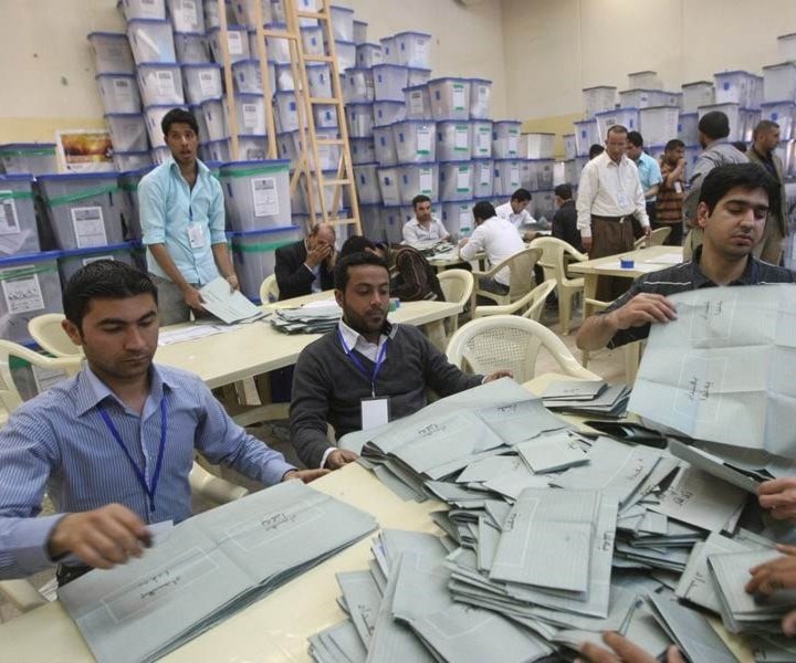 The Independent High Electoral Commission manually counting votes in Iraq after the conclusion of the elections The Independent High Electoral Commission manually counting votes in Iraq after the conclusion of the elections