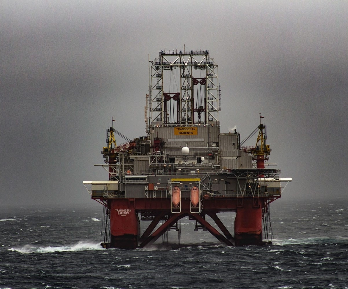 The Transocean Barents semi-submersible drill rig is pictured in the Flemish Pass, off the coast of Canada's Newfoundland and Labrador province The Transocean Barents semi-submersible drill rig is pictured in the Flemish Pass, off the coast of Canada's Newfoundland and Labrador province