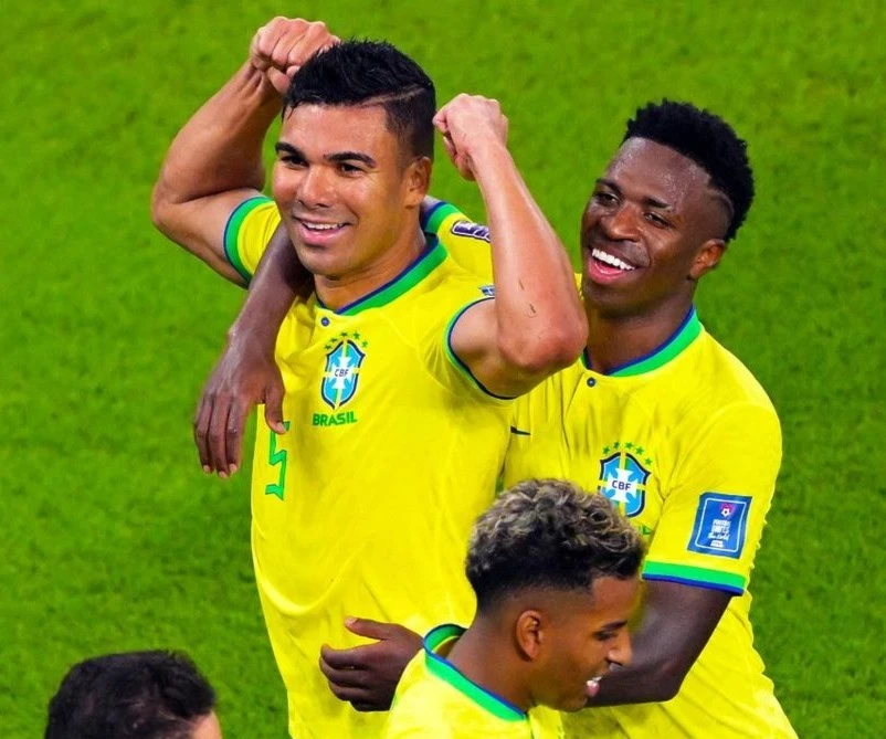 Casemiro of Brazil celebrates, during Brazil and Switzerland match, after scoring to make it 1-0 during the FIFA World Cup Qatar 2022 Group G (Getty Images) Casemiro of Brazil celebrates, during Brazil and Switzerland match, after scoring to make it 1-0 during the FIFA World Cup Qatar 2022 Group G (Getty Images)
