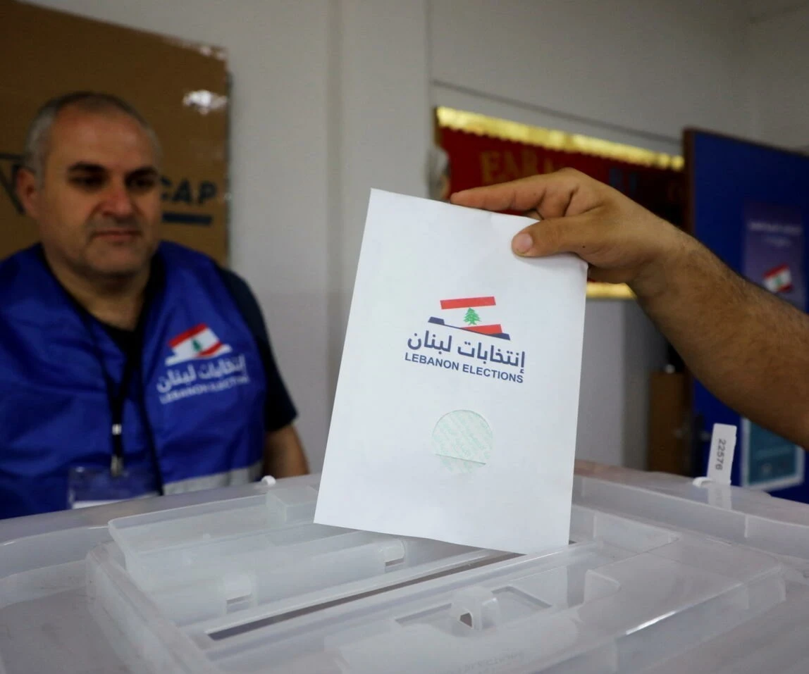 A Lebanese citizen casting his ballot in the 2022 legislative elections A Lebanese citizen casting his ballot in the 2022 legislative elections