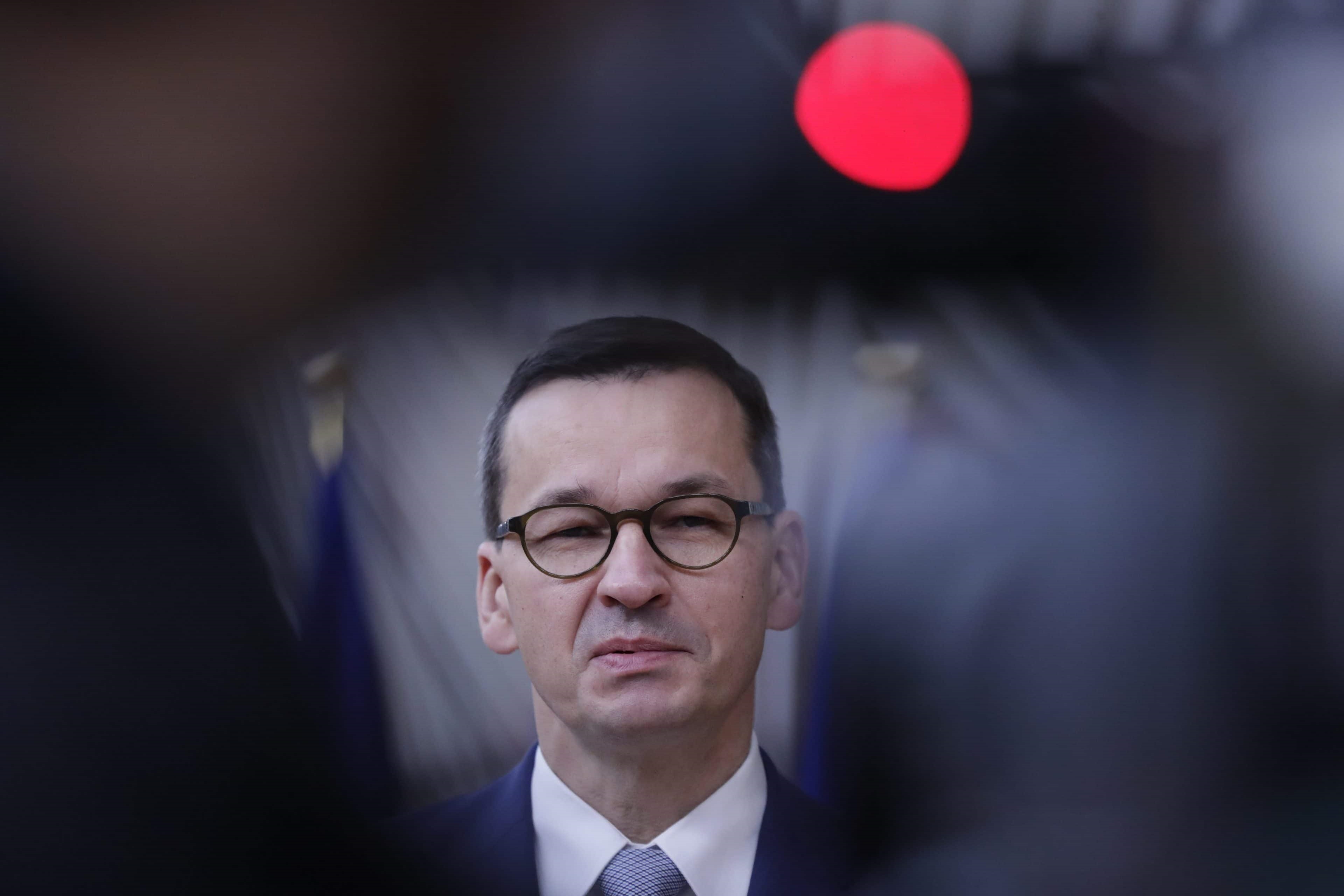 Polish Prime Minister Mateusz Morawiecki in Brussels, October 2, 2020 (Credit: Reuters)