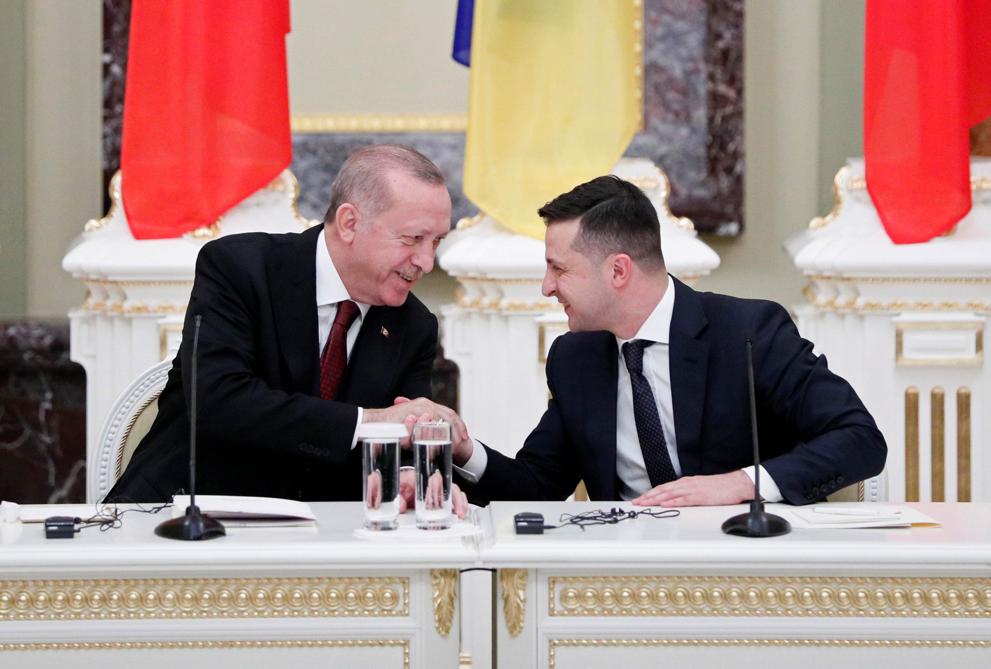 Turkish President Tayyip Erdogan with his Ukrainian counterpart Volodymyr Zelensky