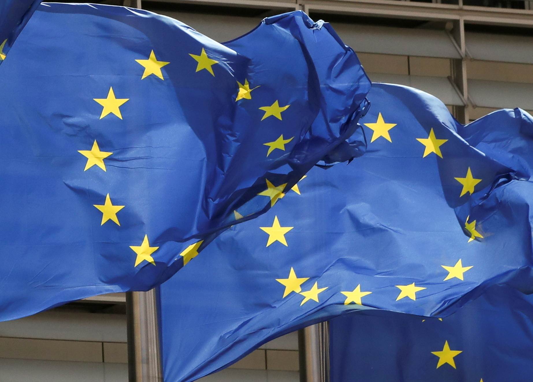 European Union flags flutter outside the EU Commission headquarters in Brussels, Belgium May 5, 2021 (Reuters)