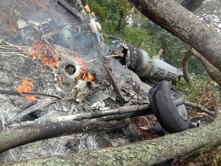 Military chopper with Indian Chief of Staff on board crashes in India