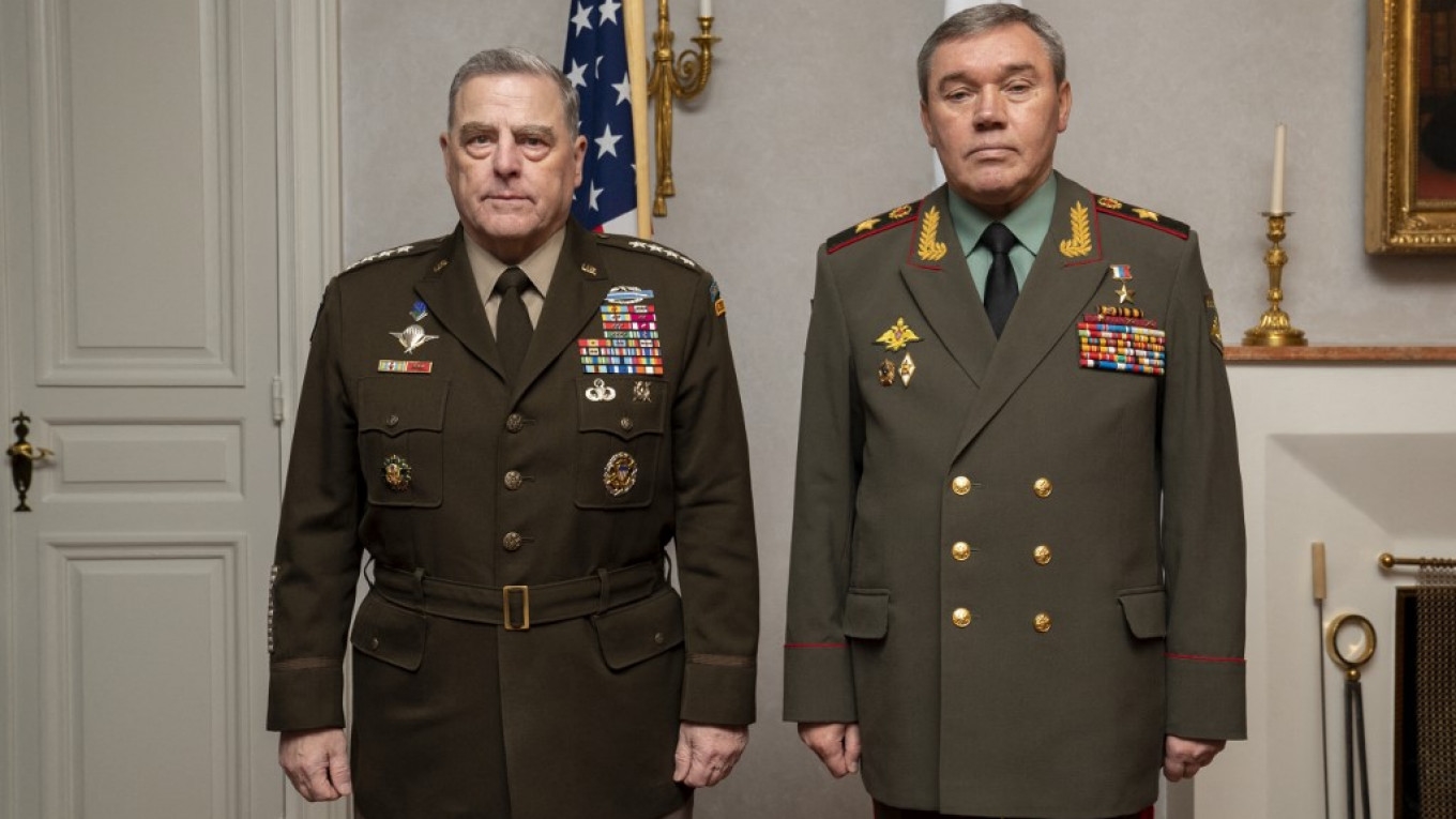 Chairman of the Joint Chiefs of Staff Gen. Mark A. Milley meets with Chief of Russian General Staff Gen. Valery Gerasimov in Helsinki, Finland, September 22, 2021 | AFP
