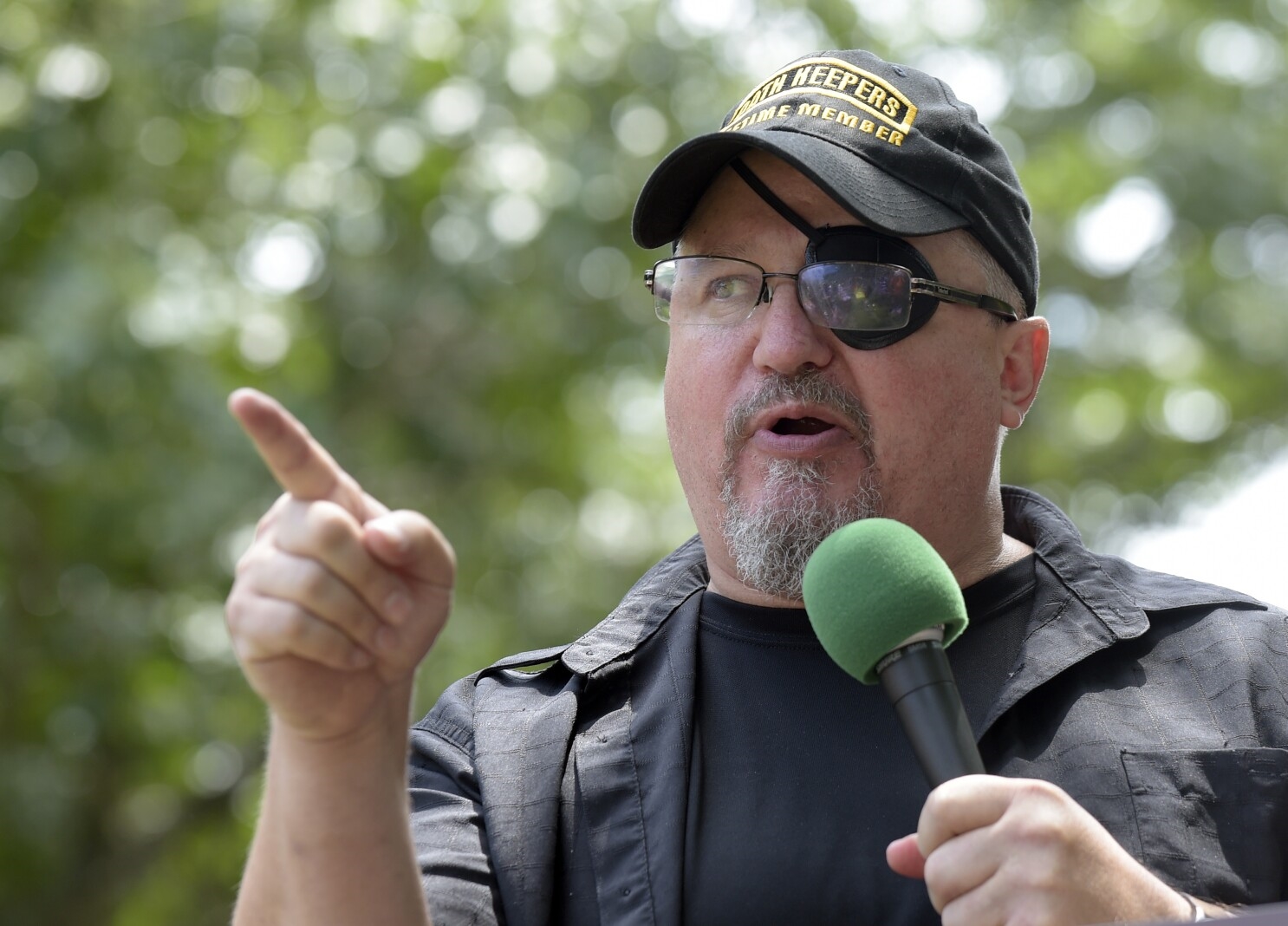 Stewart Rhodes, founder of the right-wing Oath Keepers militia group in 2017 (AP)