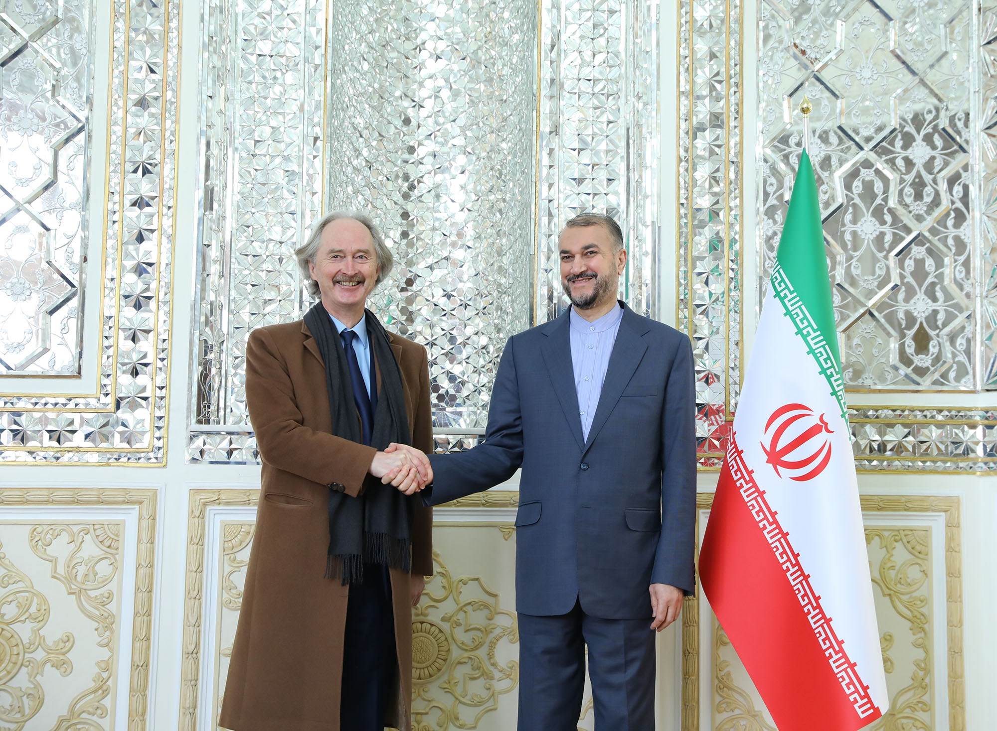 Iranian Foreign Minister Hossein Amir-Abdollahian with UN special envoy for Syria