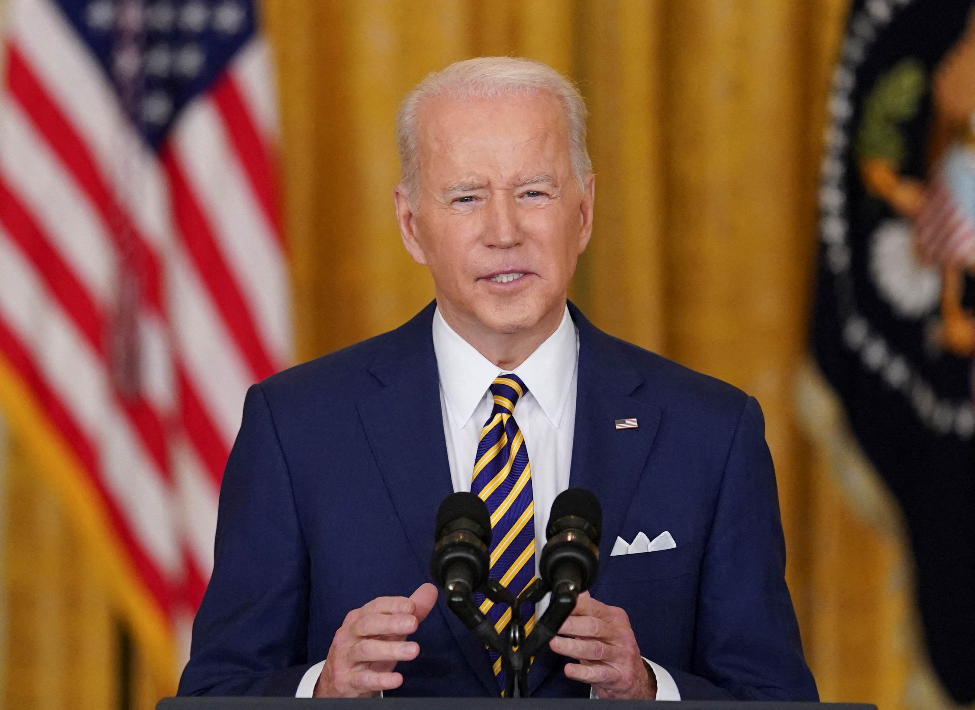 US President Joe Biden holds a formal news conference in the East Room of the White House, in Washington, DC, January 19, 2022 (Reuters)