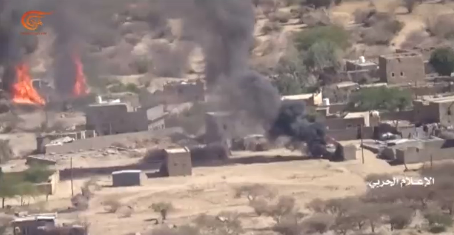A screen grab from the military media footage showing the losses sustained by the Saudi-led coalition forces in Shabwa, Yemen
