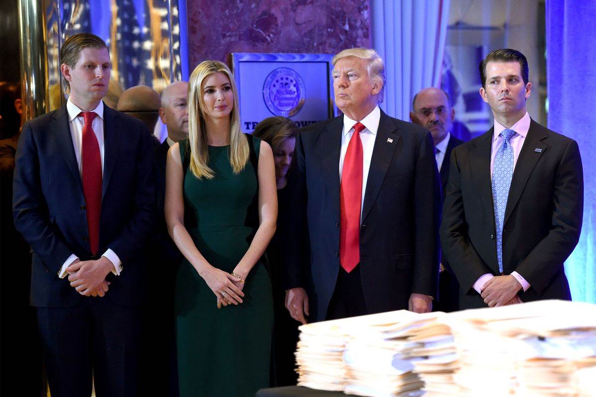 Former US President Donald Trump with his daughter Ivanka and sons Donald Jr.and Eric