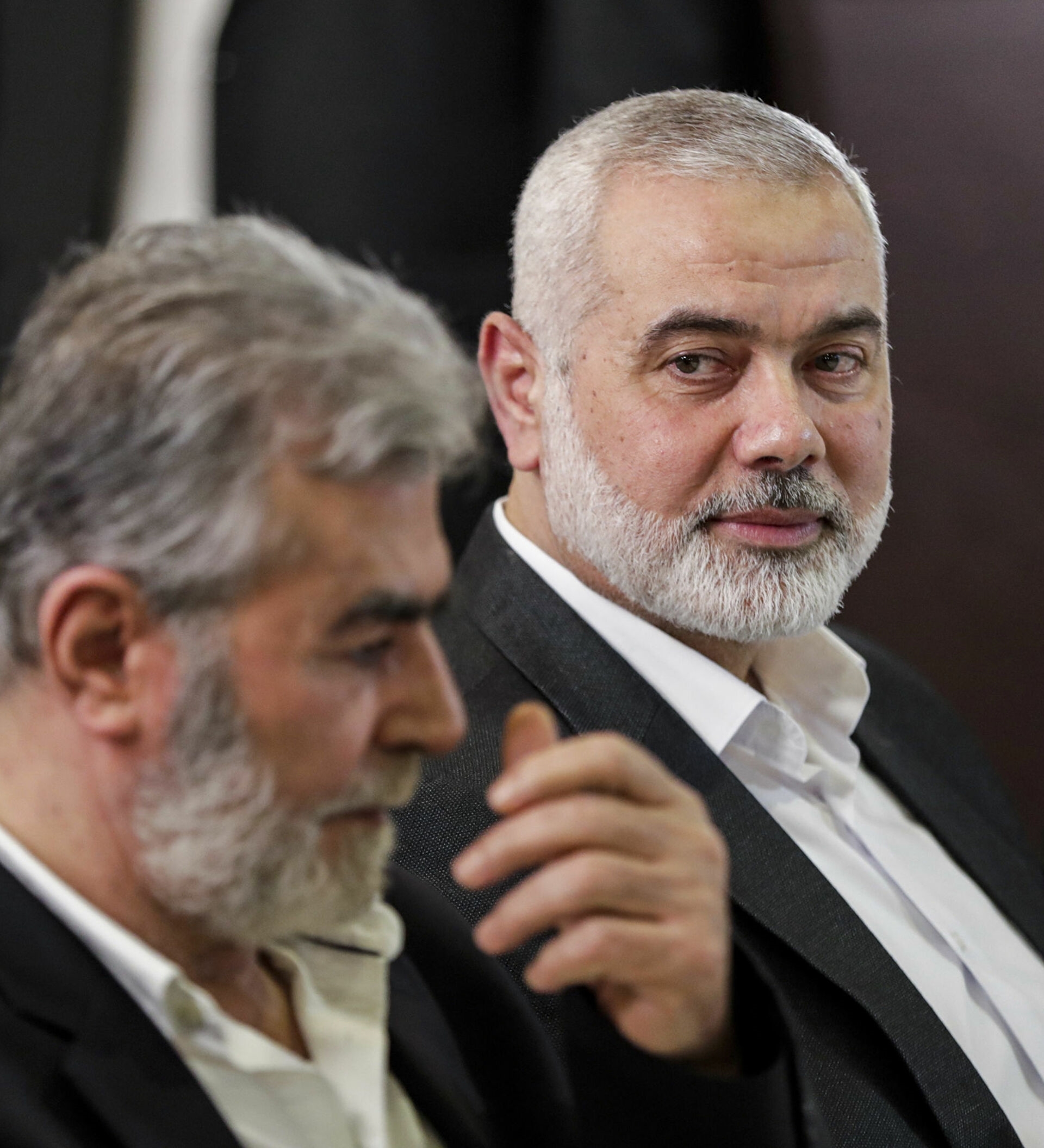 Hamas Political Bureau Chairman Ismail Haniyeh and Palestinian Islamic Jihad Secretary General Ziad al-Nakhala