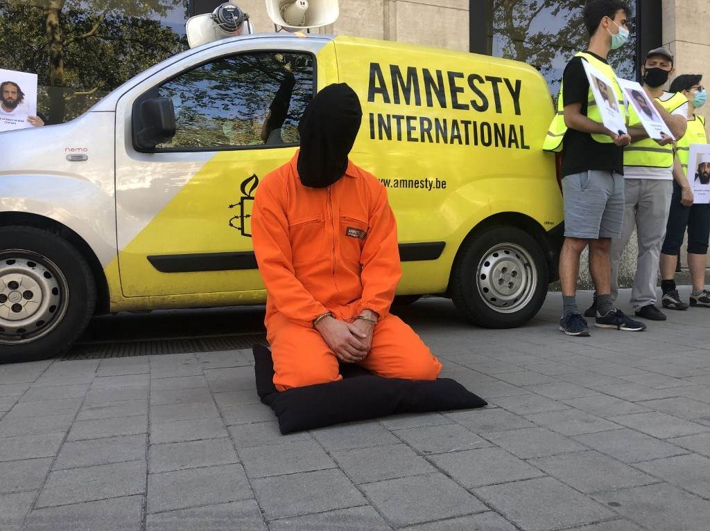 Amnesty International holding protests to mark the 20th anniversary of the opening of the Guantanamo Bay