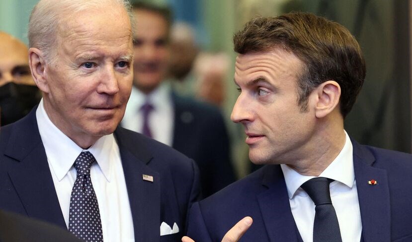 US President Joe Biden and French President Emmanuel Macron. Source: AFP/Thomas COEX
