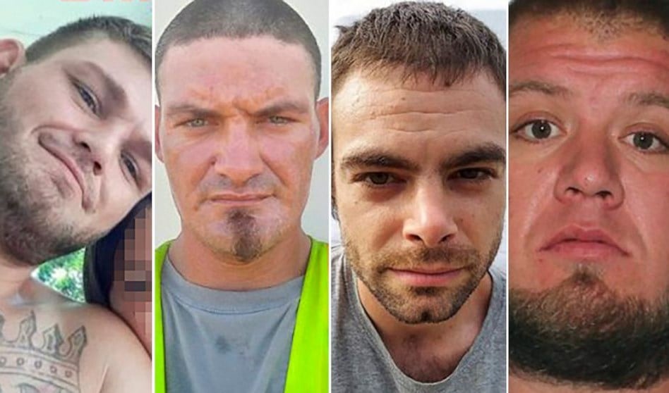 Billy Chastain, Mark Chastain, Alex Stevens and Mike Sparks in a composite of photos released by police. Okmulgee Police Department