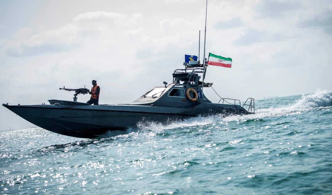 FILE - A boat of Iran's Revolutionary Guard is seen at undisclosed coordinatees in the Persian Gulf, Aug 22, 2019. (West Asia News Agency via Reuters).