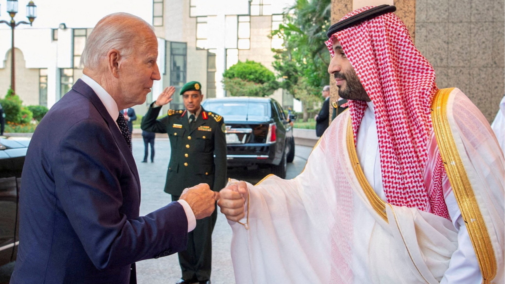 Joe Biden greets Mohammed bin Salman during a visit to Jeddah in July. The crown prince has made clear his hostility to lectures from western liberals. Source: Reuters