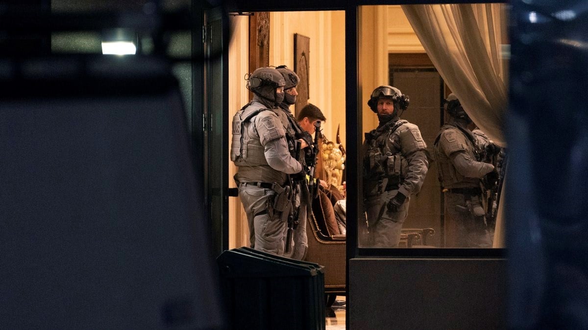 The police at the scene of the mass shooting in Vaughan, Ontario, on Monday (AP)
