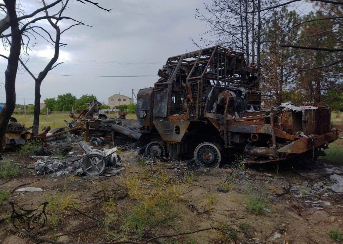 A destroyed Ukrainian S-300 air defense system