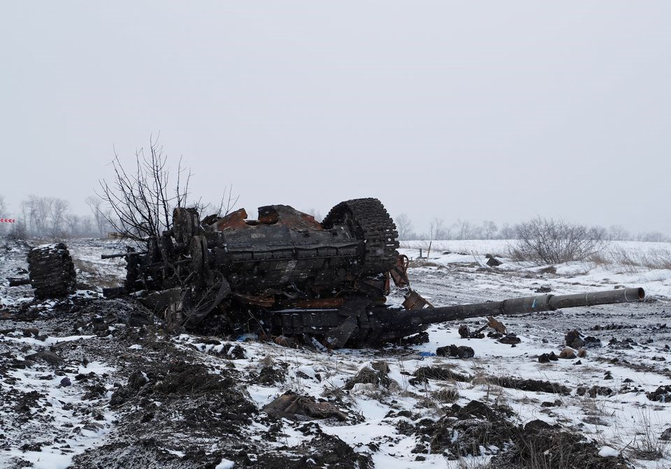 Destroyed armored vehicle(Reuters)