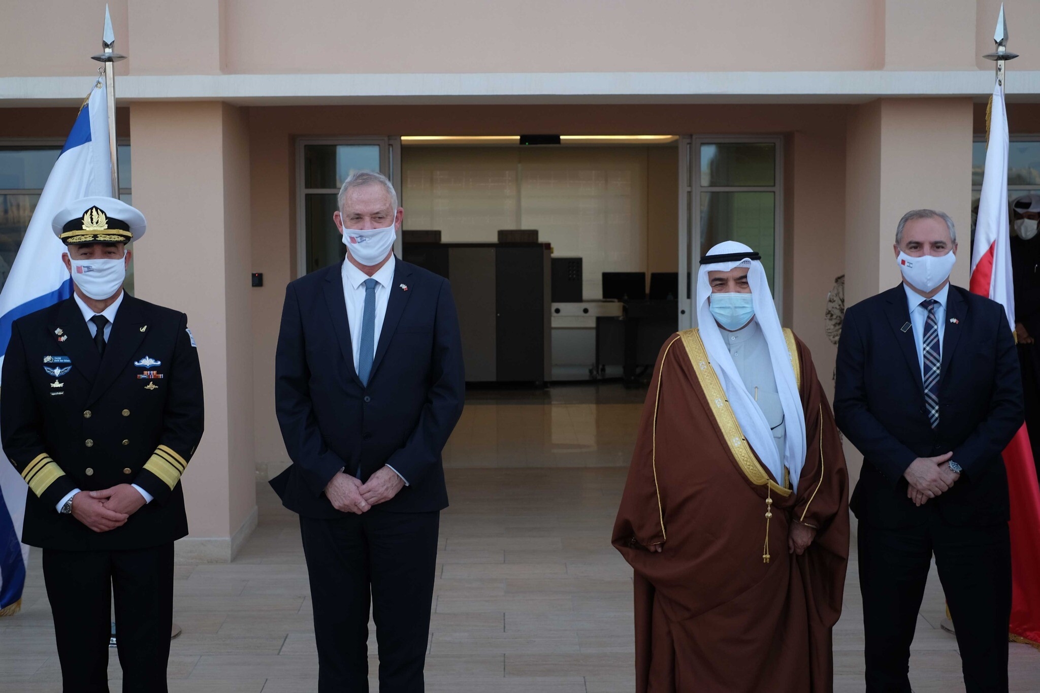 Israeli Security Minister Benny Gantz with counterpart Abdullah Al Nuaimi, Manama on February 2, 2022