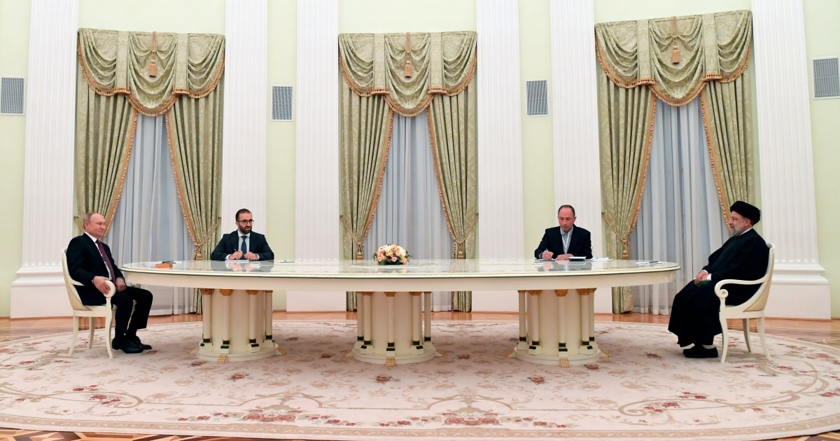 Russian President Vladimir Putin with Iranian President Ebrahim Raisi in Moscow, Russia