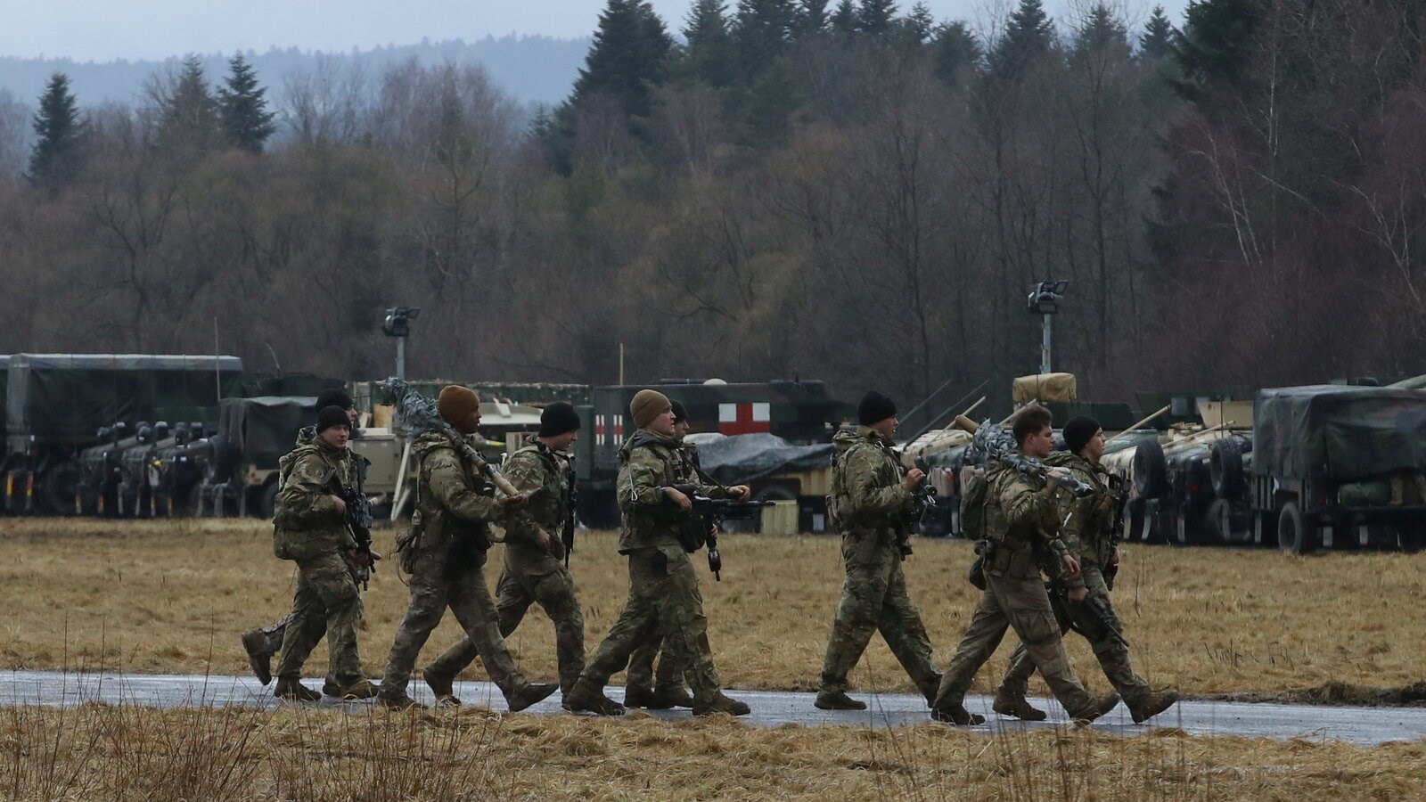 US soldiers from the 82nd Airborne Division at an airbase near Arlamow, Poland (Reuters)