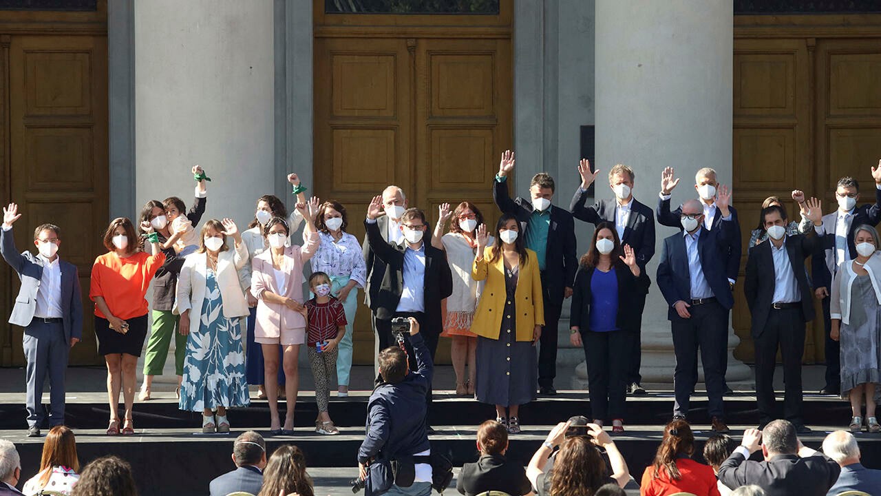 The new Chilean presidency's female-majority cabinet.