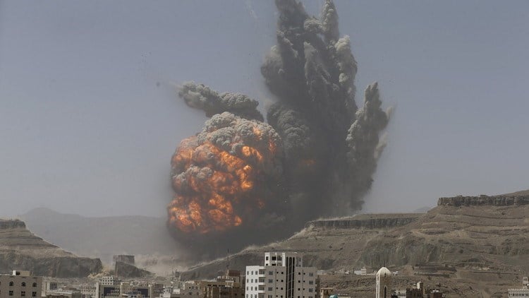 The Saudi-led coalition bombed civilian areas less than 24 hours after Yemen's armed forces attacked Saudi oil facilities