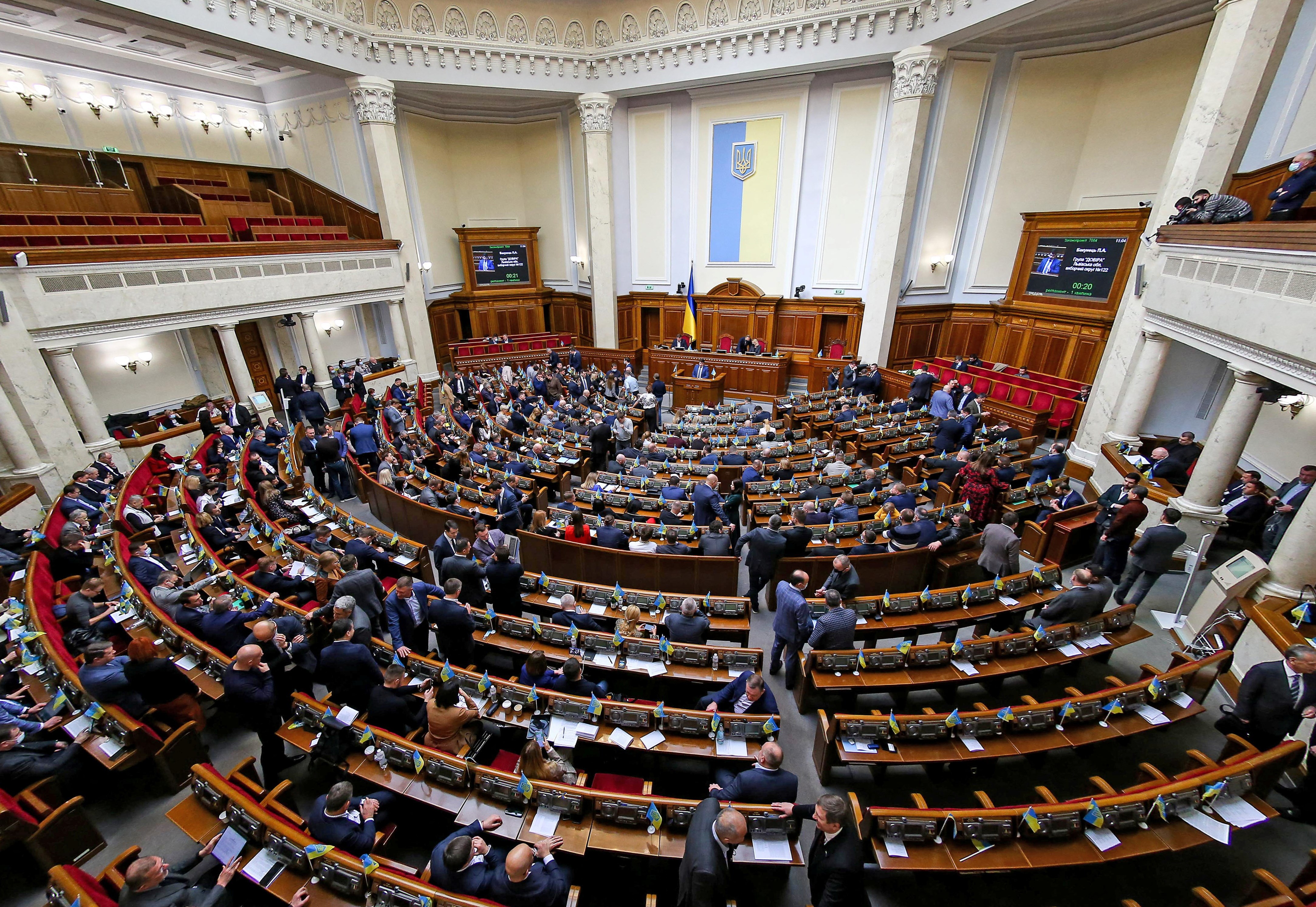 The Ukrainian Parliament in session in Kiev, Ukraine, February 23, 2022