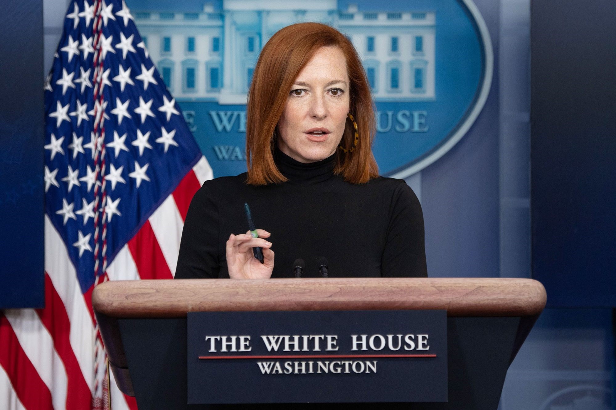White House Press Secretary Jen Psaki speaks during a press briefing at the White House in Washington, DC, United States