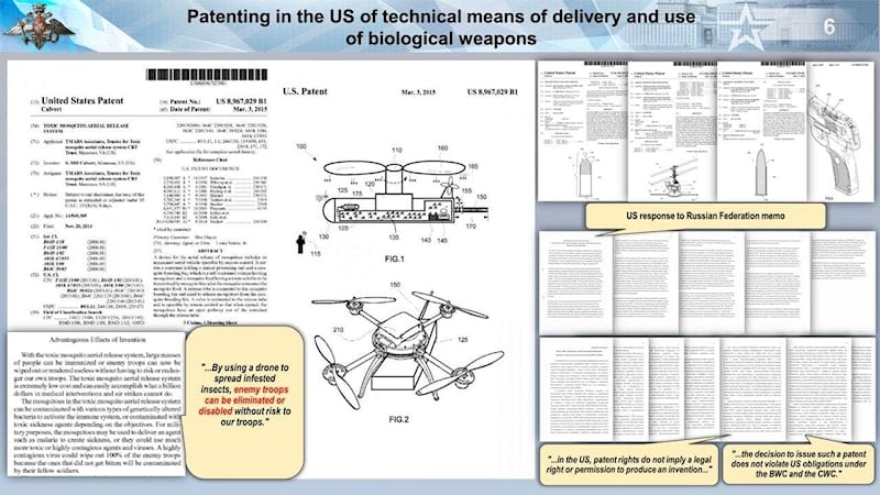 The patenting took issue in the United States, with documents clearly explaining biological use to kill or disable troops.