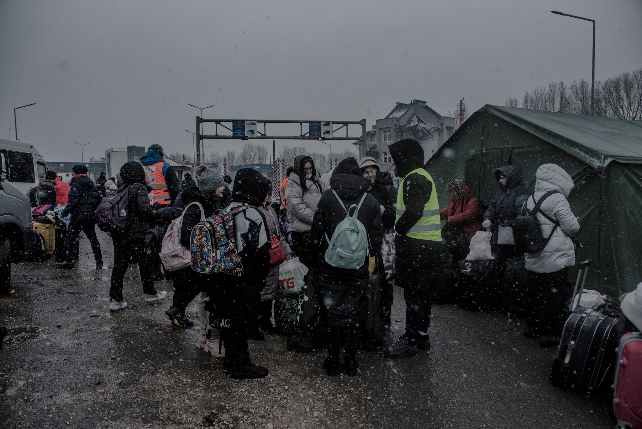 Refugees on Tuesday at the Ukrainian-Moldovan border (NYT)