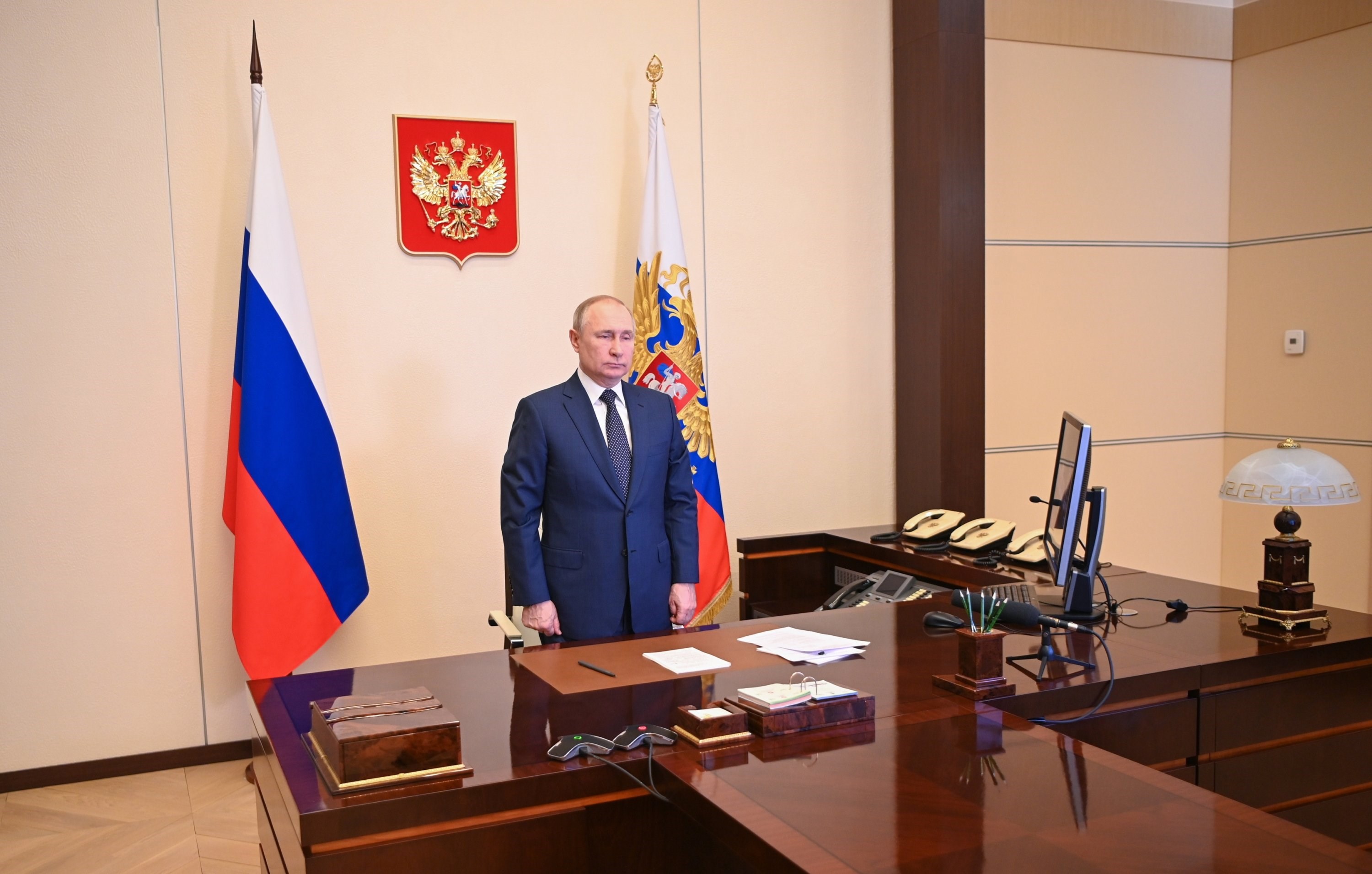 Russian President Vladimir Putin at the Novo-Ogaryovo state residence outside, Russia, March 4, 2022 (Sputnik)
