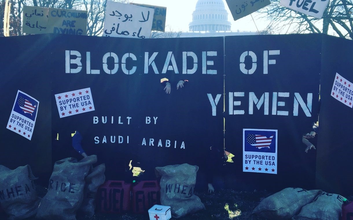 Oxfam’s blockade of Yemen stunt in front of the US Capitol. (Oxfam)