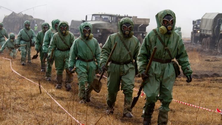 Military exercise for radiation accidents in Bolsoi Kamen, Russia, 2013. (Kovalenko Alexander)