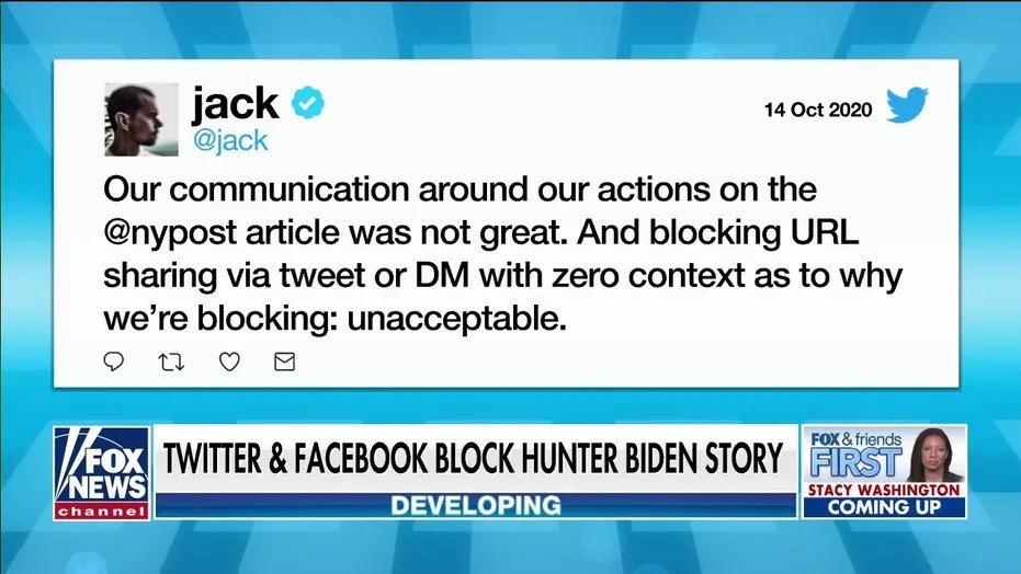 Twitter and Facebook had censored the dissemination of media publications regarding Hunter Biden