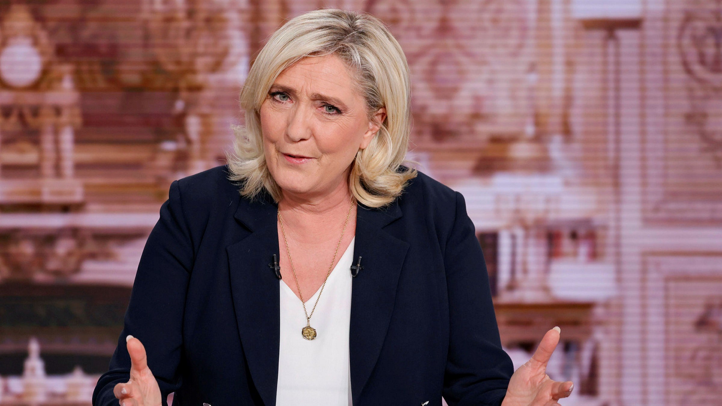 French presidential candidate and leader of the right-wing National Rally party, Marine Le Pen