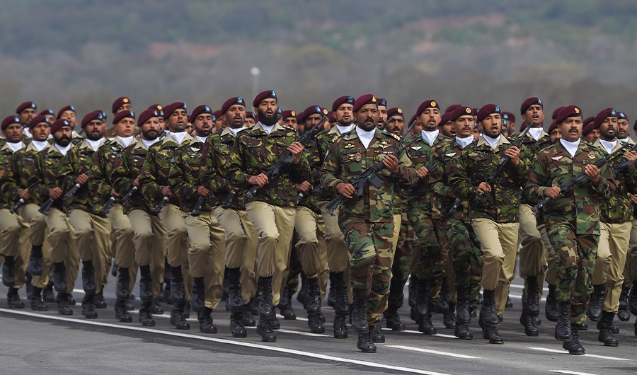 Pakistan Special Service Group commandos march during the Pakistan Day parade in Islamabad