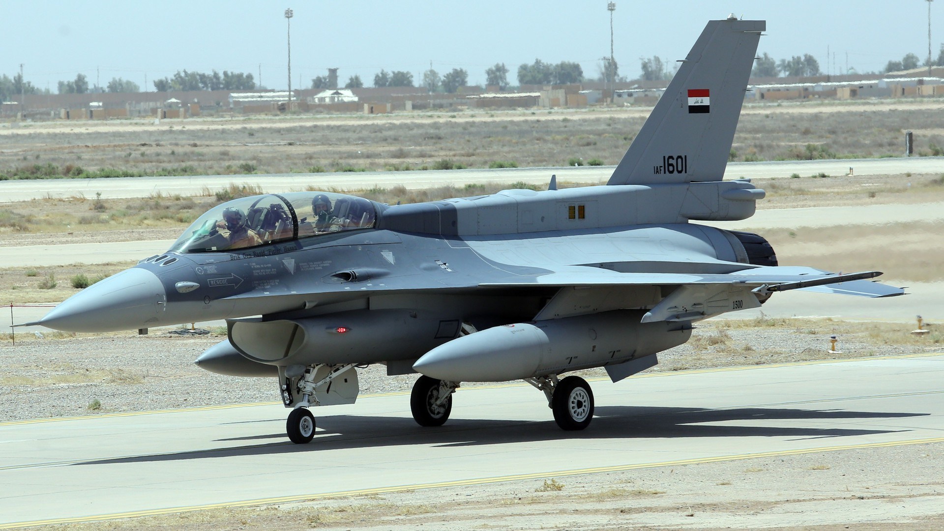 An Iraqi F-16 at Balad Airbase in Balad, Iraq