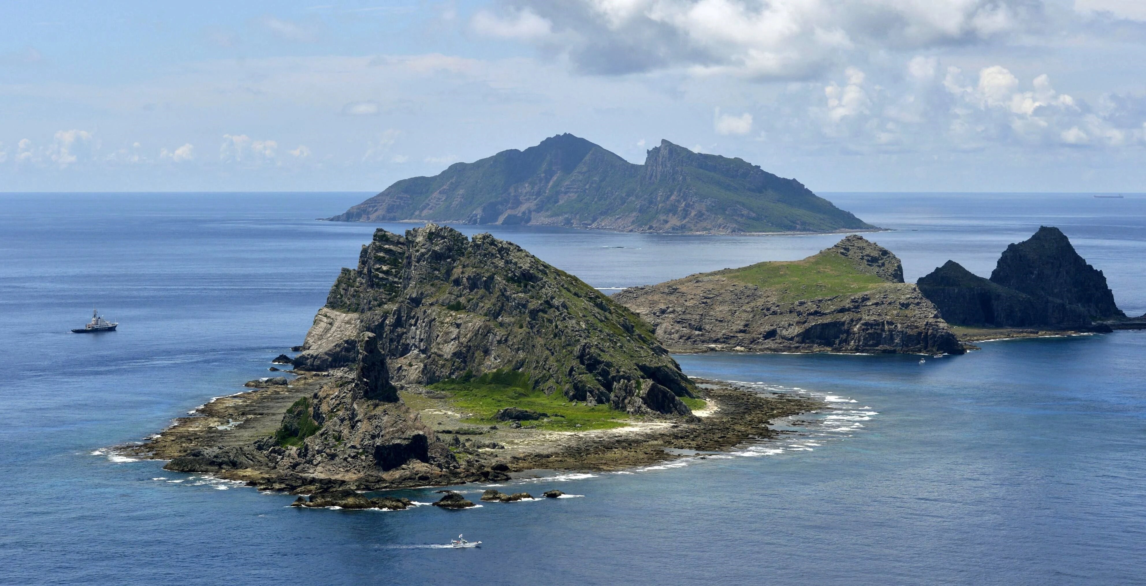 Minamikojima (front), Kitakojima (middle right) and Uotsuri (background) are the tiny islands in the East China Sea, called Senkaku in Japanese and Diaoyu in Chinese. (AP)