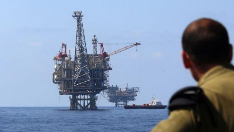 Israeli occupation forces launch maneuvers to protect gas platforms.