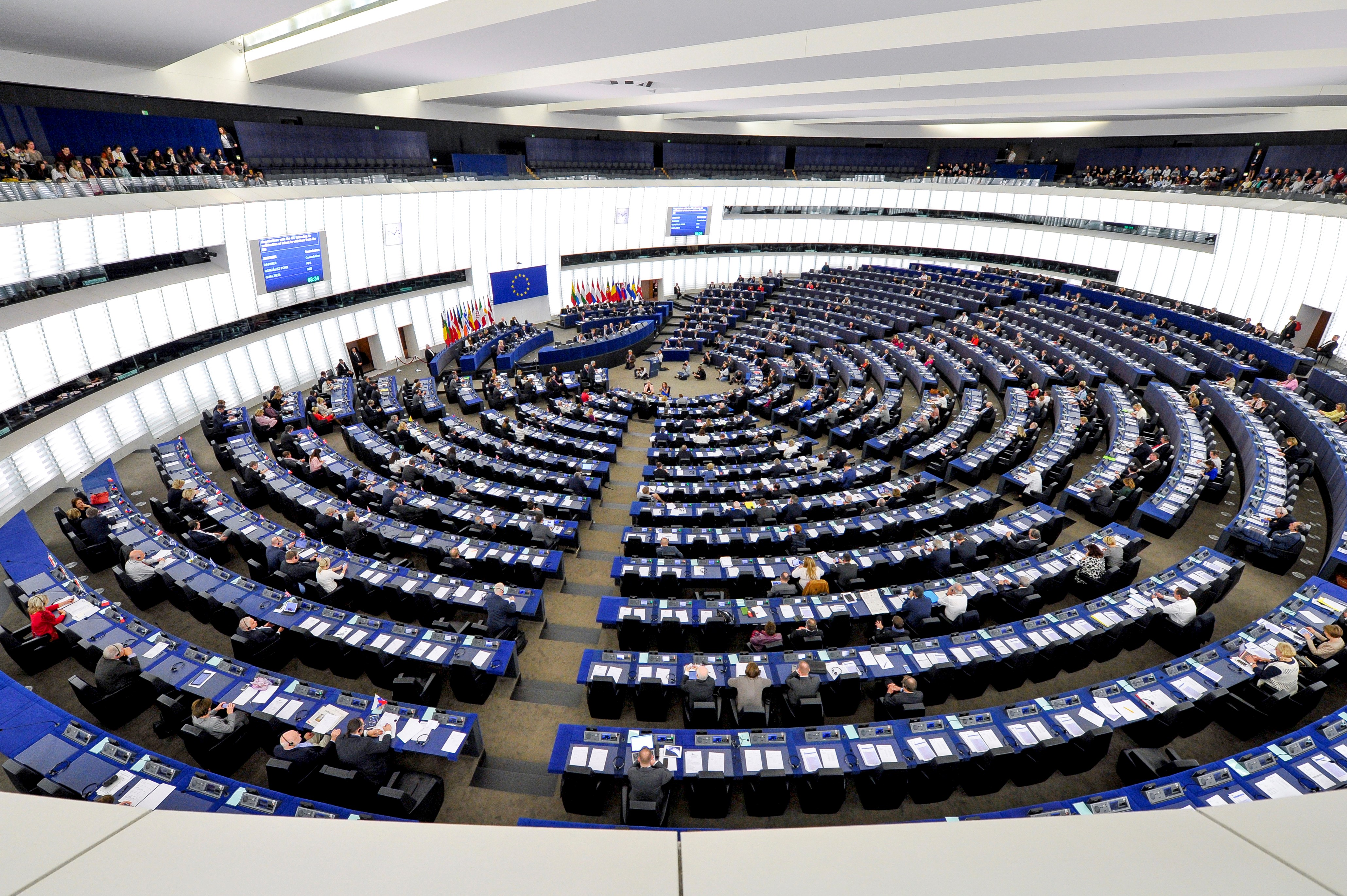 The European Parliament in session in Strasbourg, France