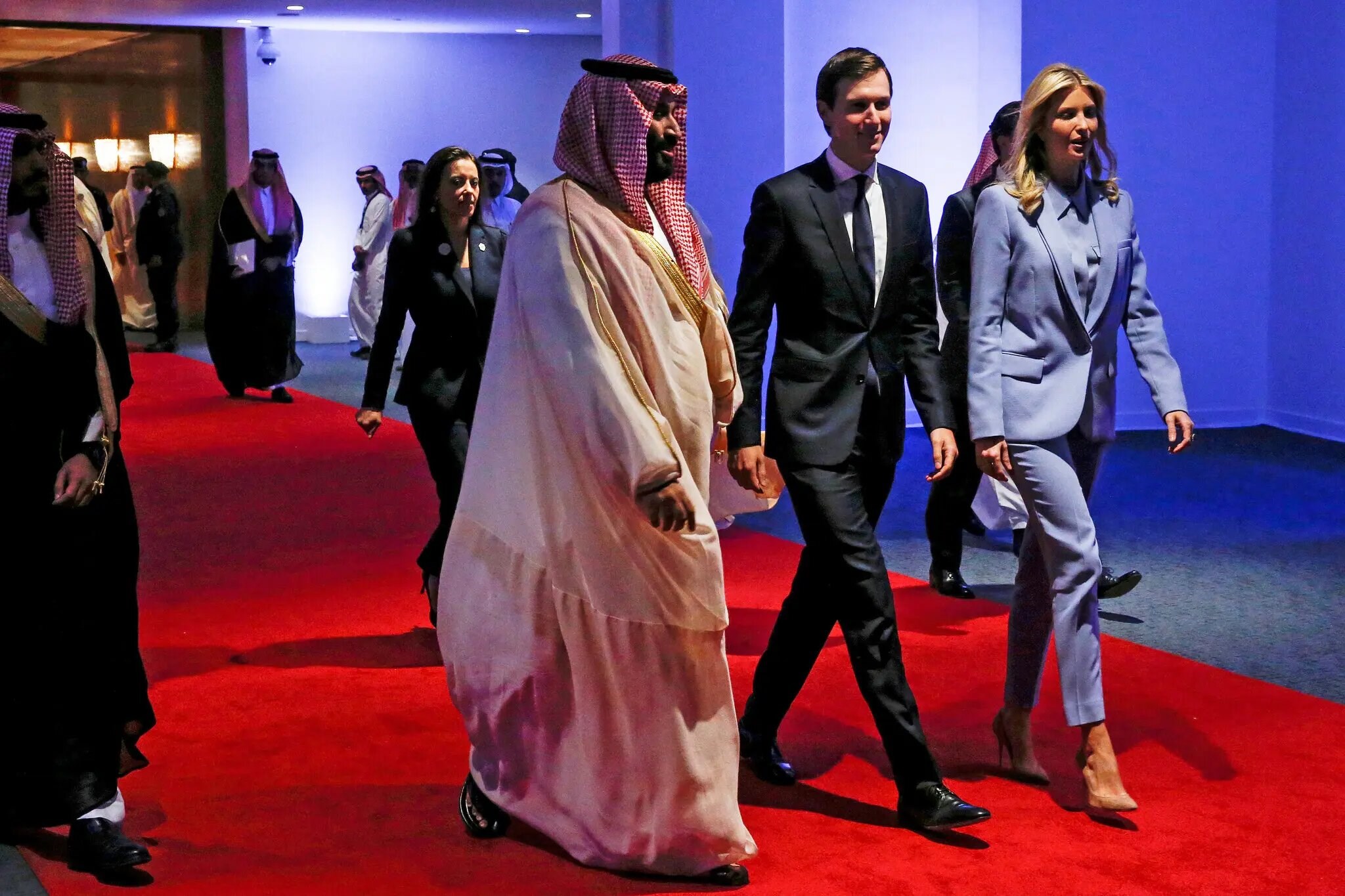 Crown Prince Mohammed bin Salman of Saudi Arabia with Jared Kushner, a close ally during the Trump administration, and Ivanka Trump. (Reuters)