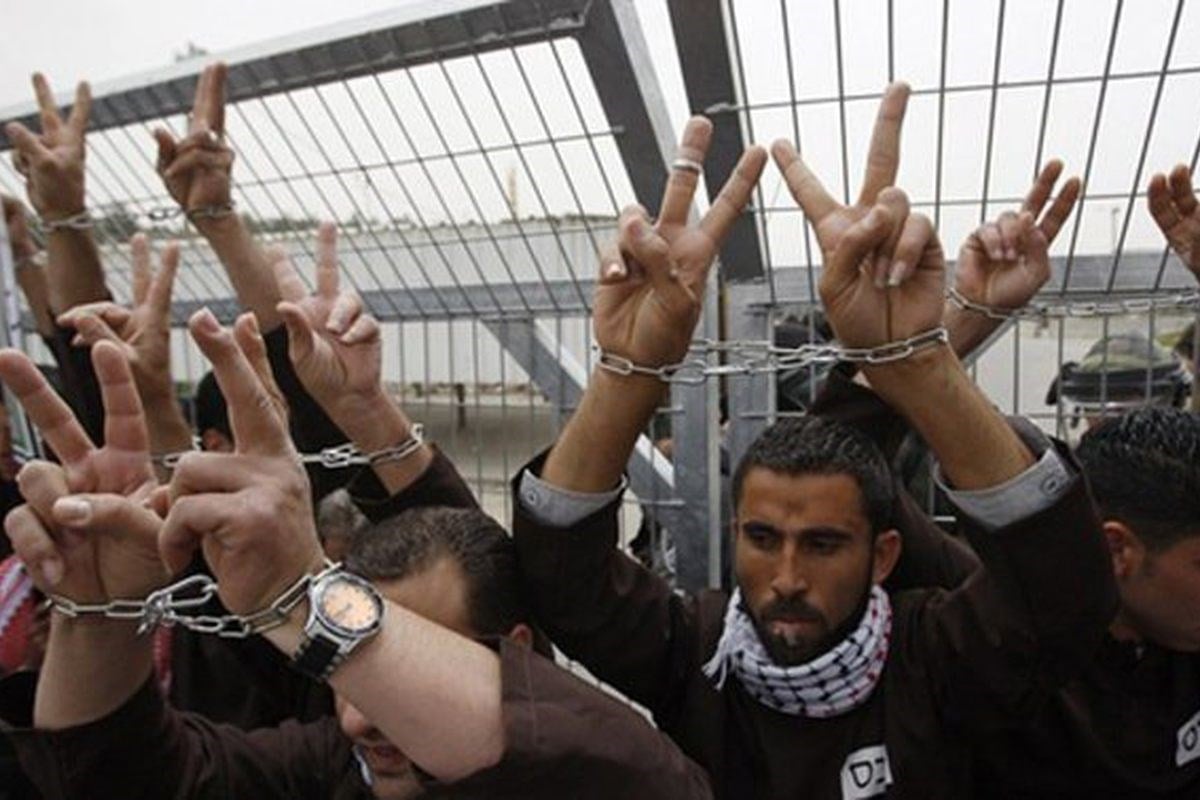 Palestinian prisoners in an Israeli occupation prison