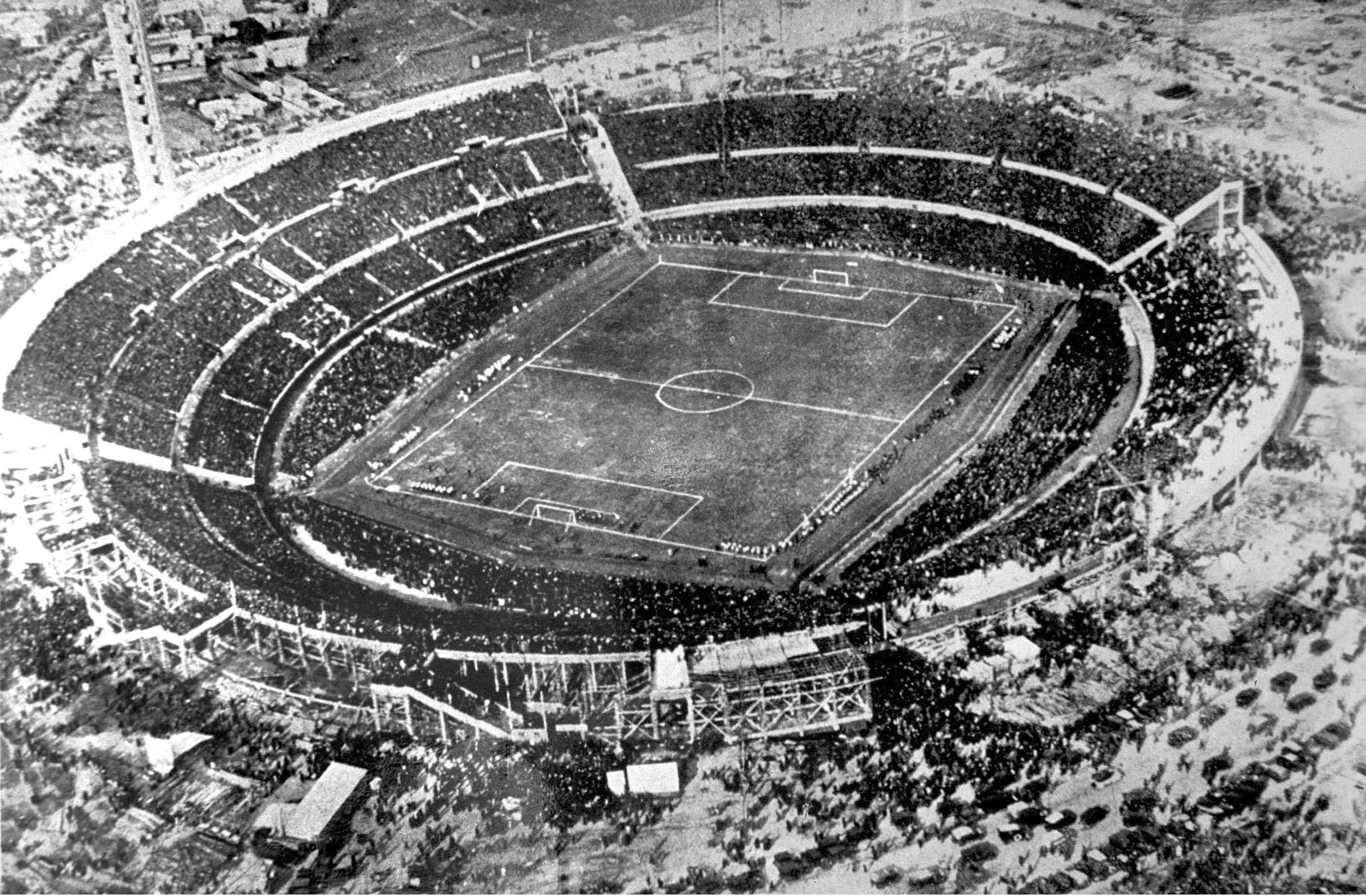 An aerial view of the Centenario stadium in Montevideo, Uruguay on July, 1930 (AP)