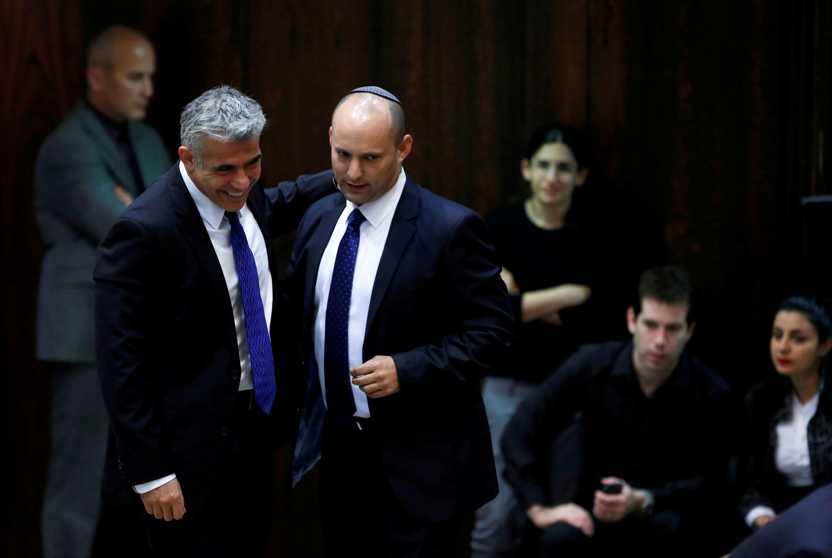 Israeli occupation Prime Minister Naftali Bennett with Foreign Minister Yair Lapid