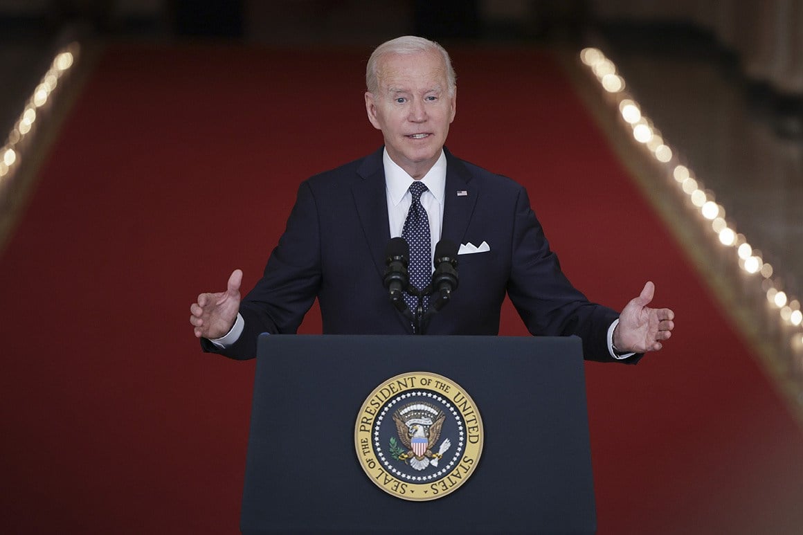 US President Joe Biden delivers an address in Washington, DC, United States, on June 3, 2022