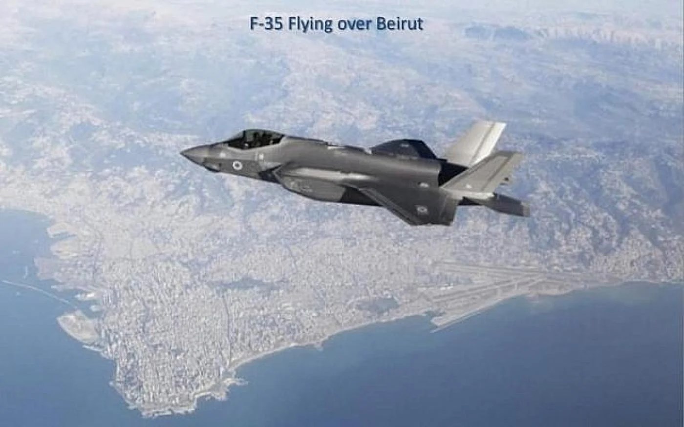 A photo of an Israeli F-35 jet flying over Beirut that was leaked to media outlets (MEE)