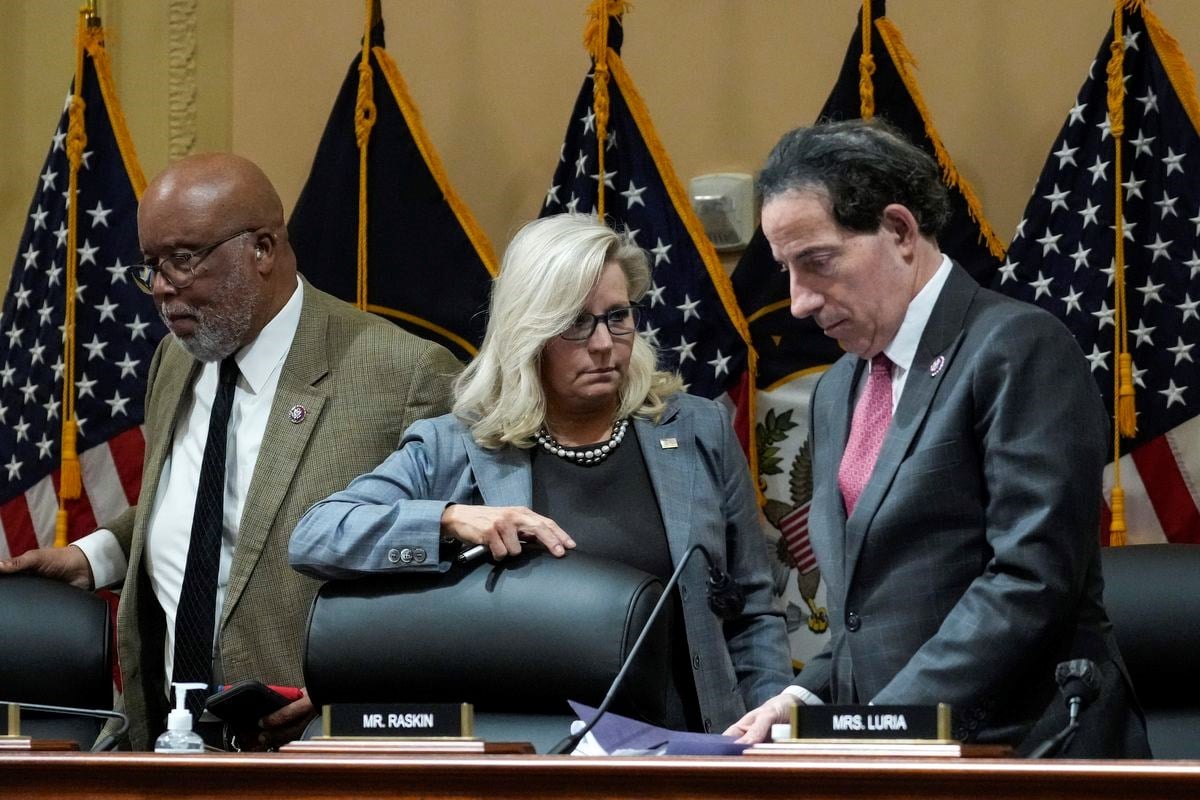 The members of the US House select committee: Bennie Thompson, Liz Cheney and Jamie Raskin