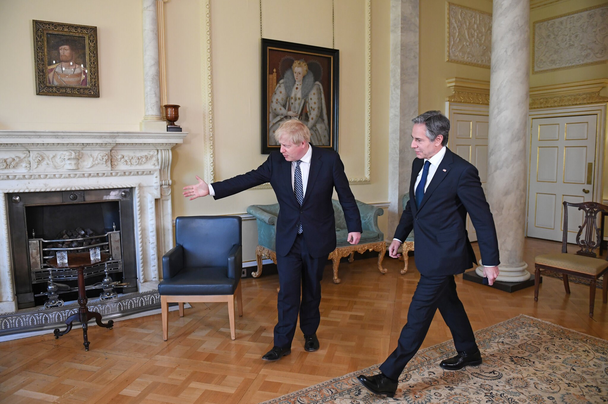 US Secretary of State Antony Blinken with UK Prime Minister Boris Johnson at 10 Downing Street, London, the United Kingdom